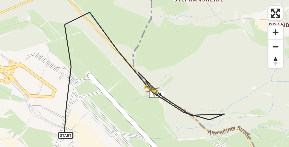 Flugroute Ambulanzhubschrauber Köln Bonn Flughafen - Köln Bonn Flughafen, 14 Juli 2026, 17:54