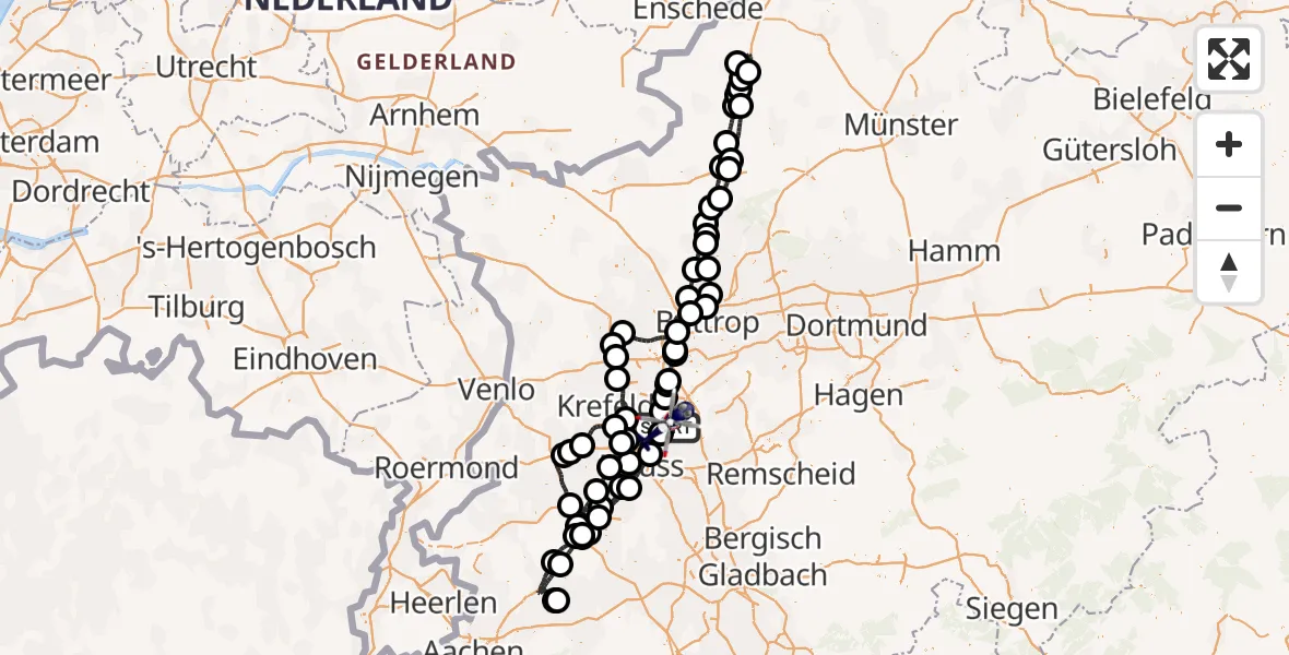 Flugroute Polizeihubschrauber Düsseldorf Flughafen - Düsseldorf Flughafen, 14 Juli 2026, 18:14