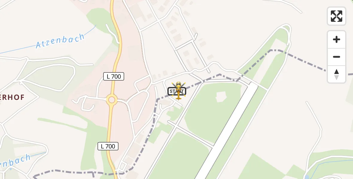 Flugroute Ambulanzhubschrauber Zweibrücken - Zweibrücken, 14 Juli 2026, 18:34