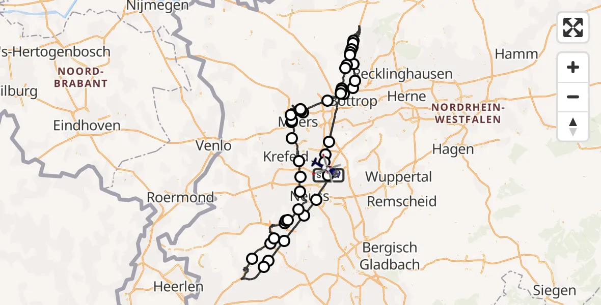 Flugroute Polizeihubschrauber Düsseldorf Flughafen - Düsseldorf Flughafen, 14 Juli 2026, 19:47