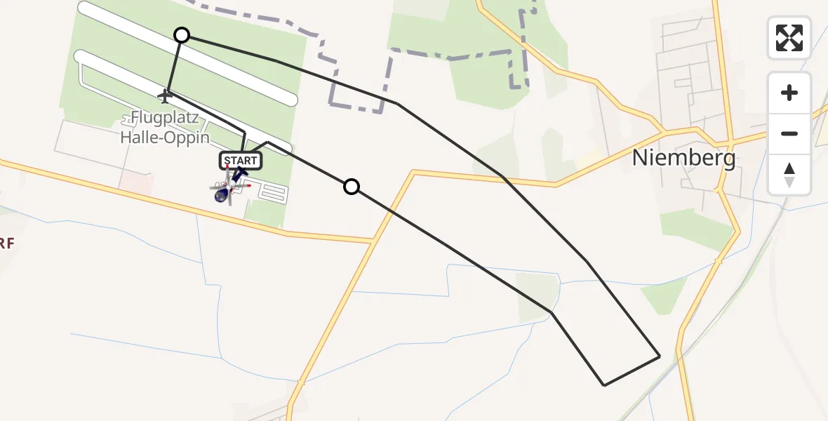 Flugroute Polizeihubschrauber Halle-Oppin Flugplatz - Halle-Oppin Flugplatz, 14 Juli 2026, 20:12