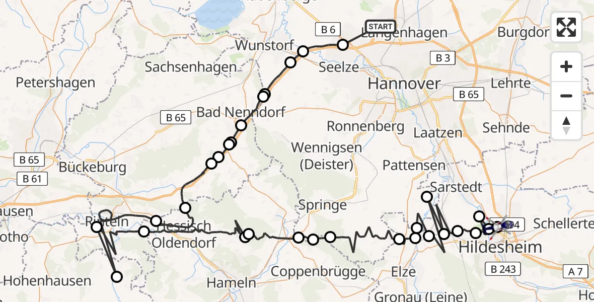 Flugroute Polizeihubschrauber Flughafen Hannover - Hildesheim Flugplatz, 14 Juli 2026, 22:21