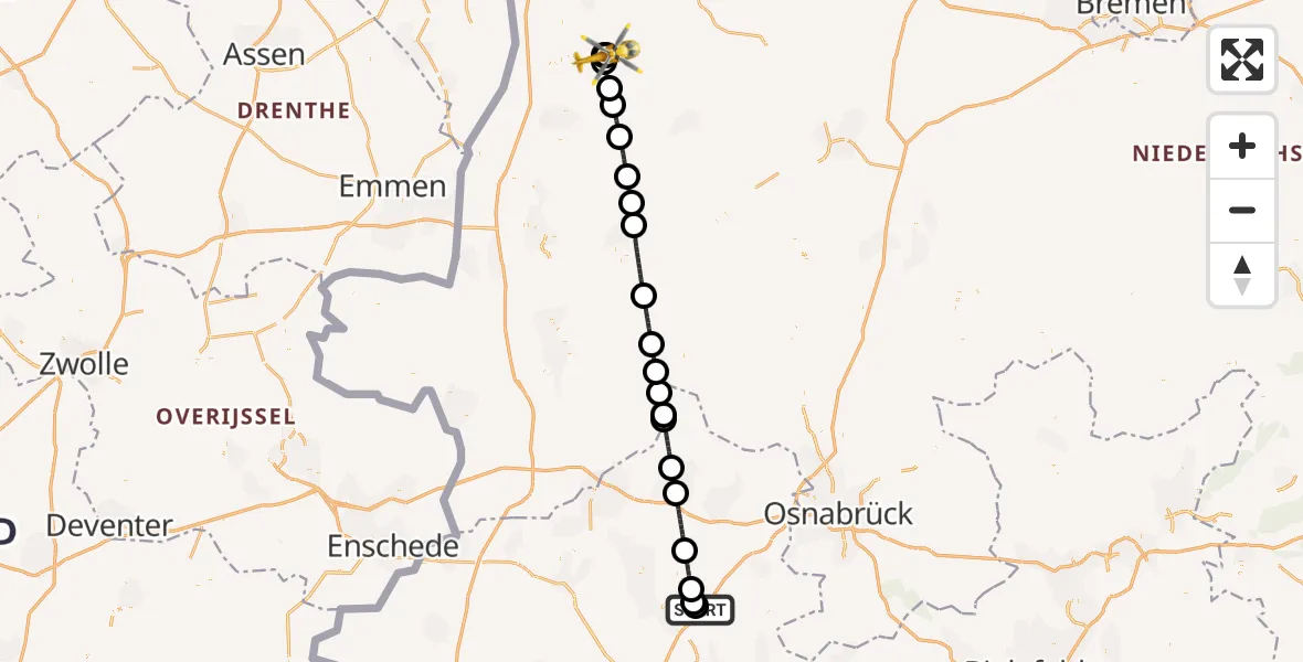 Flugroute Ambulanzhubschrauber Christoph  Westfalen-ADAC - Surwold, 15 Juli 2026, 03:44