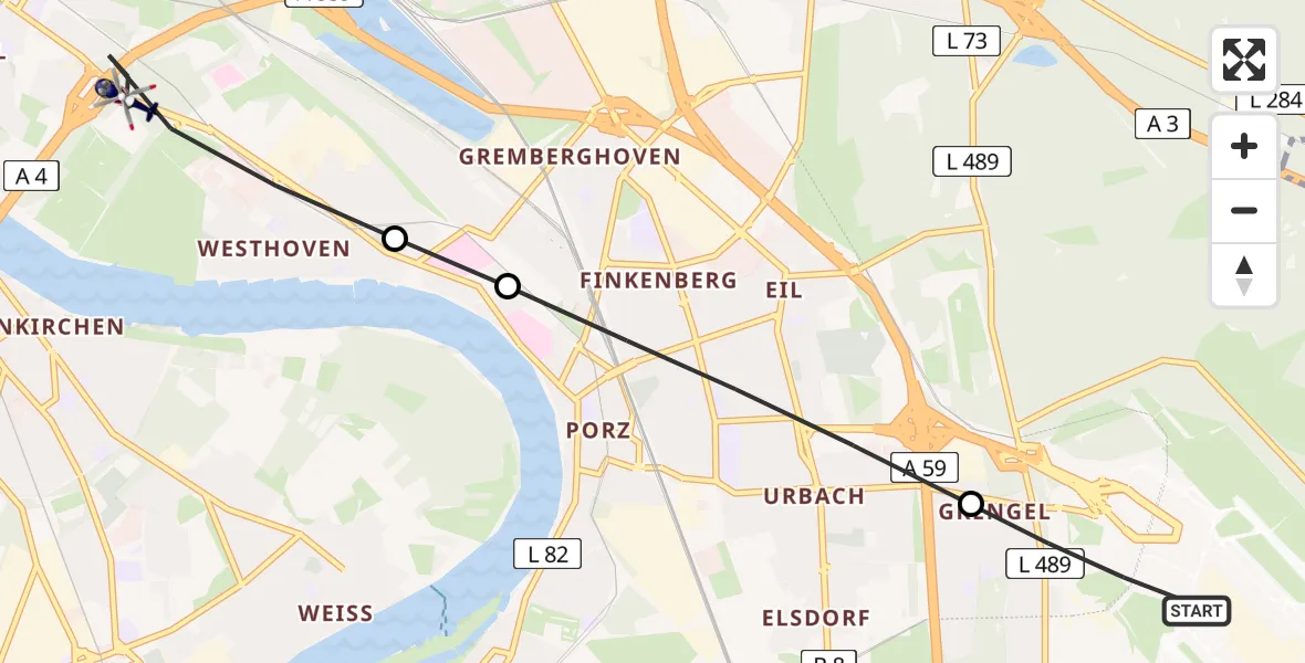 Flugroute Polizeihubschrauber Köln Bonn Flughafen - Köln, 15 Juli 2026, 05:17