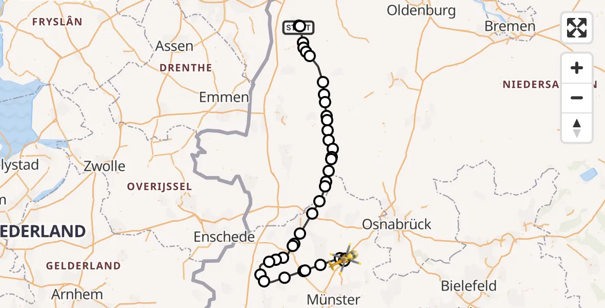Flugroute Ambulanzhubschrauber Marien Hospital Papenberg Aschendorf - Christoph  Westfalen-ADAC, 15 Juli 2026, 06:09