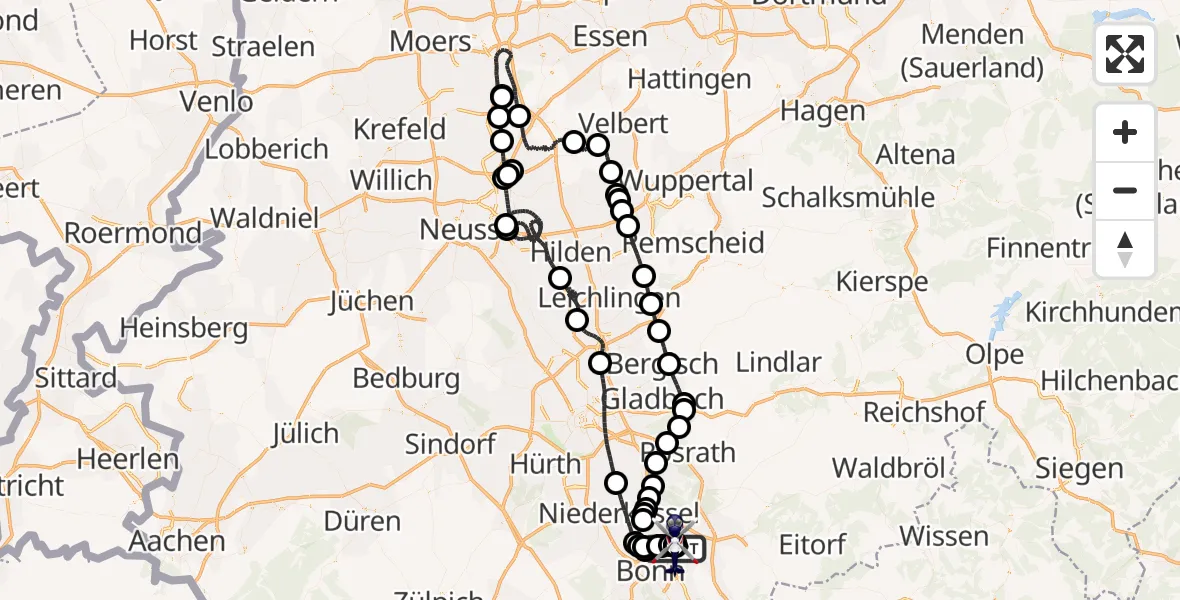 Flugroute Polizeihubschrauber Sankt Augustin - Sankt Augustin, 15 Juli 2026, 07:32