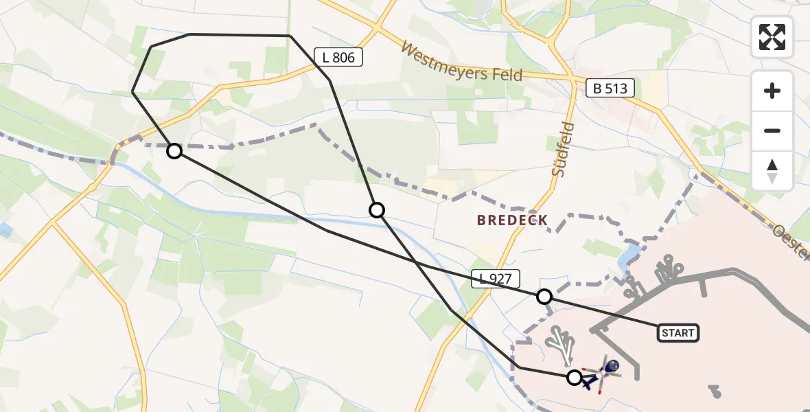 Flugroute Polizeihubschrauber Gütersloh - Gütersloh, 15 Juli 2026, 07:46