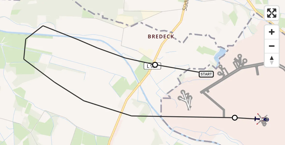 Flugroute Polizeihubschrauber Gütersloh - Gütersloh Militärflugplatz, 15 Juli 2026, 07:57