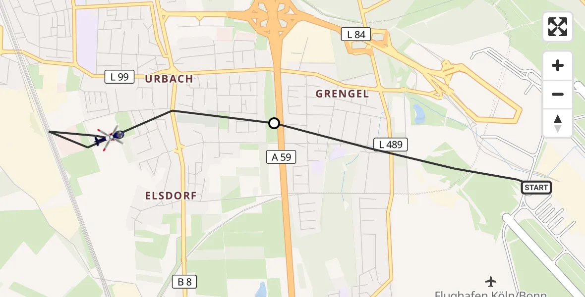 Flugroute Polizeihubschrauber Köln Bonn Flughafen - Köln, 15 Juli 2026, 08:02