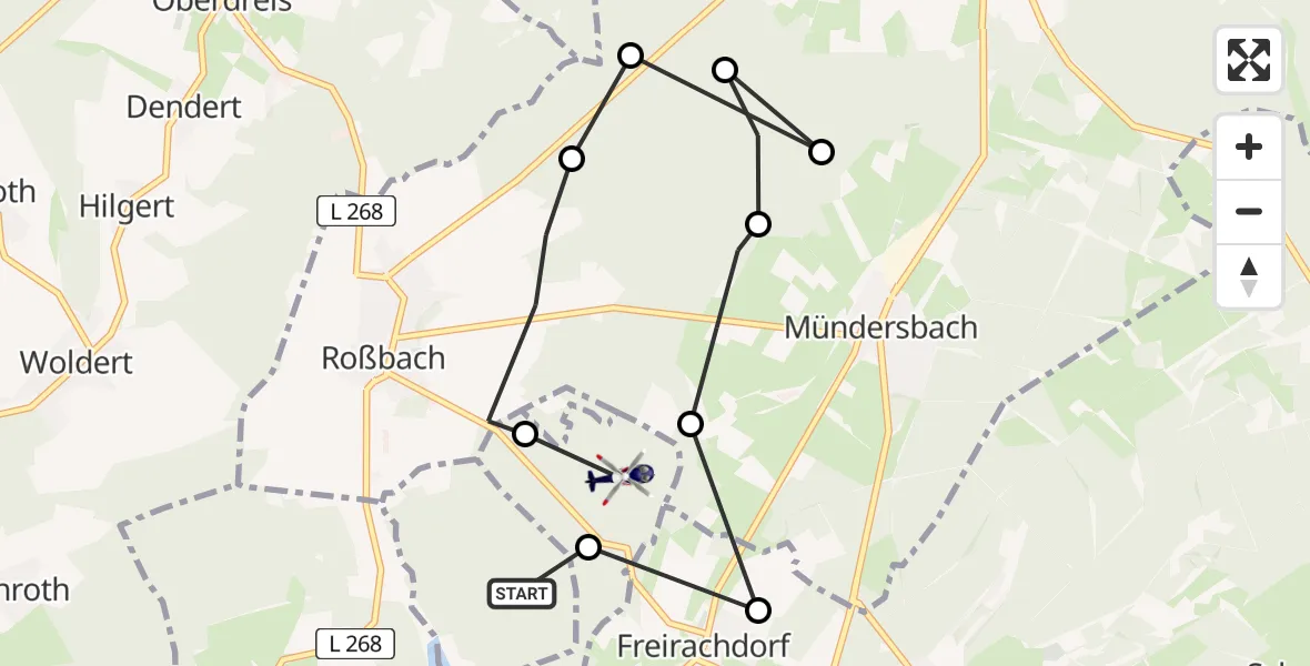 Flugroute Polizeihubschrauber Maroth - Marienhausen, 15 Juli 2026, 08:20