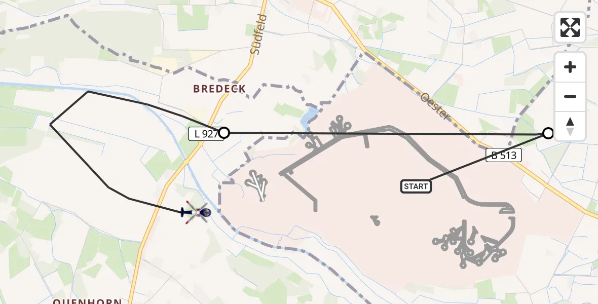 Flugroute Polizeihubschrauber Gütersloh Militärflugplatz - Herzebrock-Clarholz, 15 Juli 2026, 08:22