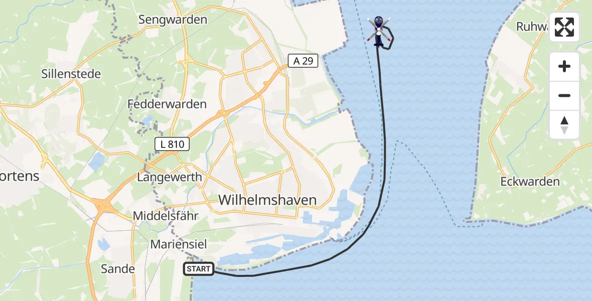 Flugroute Polizeihubschrauber Wilhelmshaven - Wilhelmshaven, 15 Juli 2026, 08:34