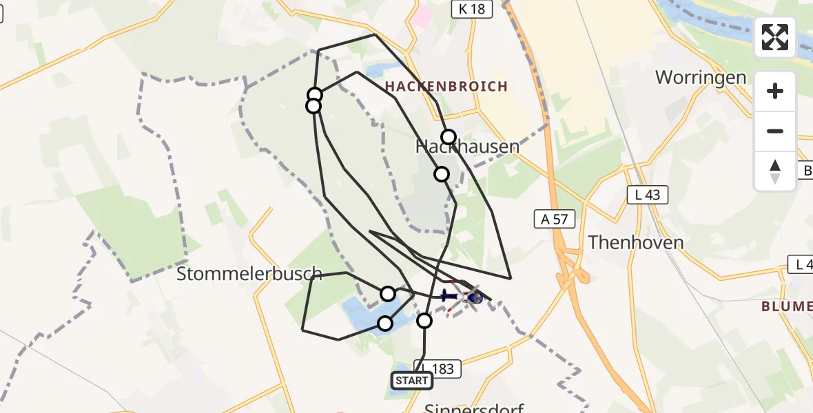 Flugroute Polizeihubschrauber Pulheim - Köln, 15 Juli 2026, 08:42