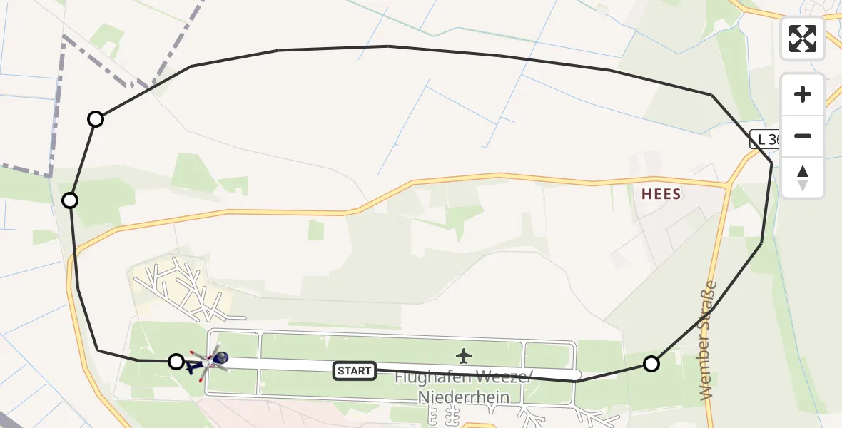 Flugroute Polizeihubschrauber Weeze Flughafen - Weeze Flughafen, 15 Juli 2026, 08:48