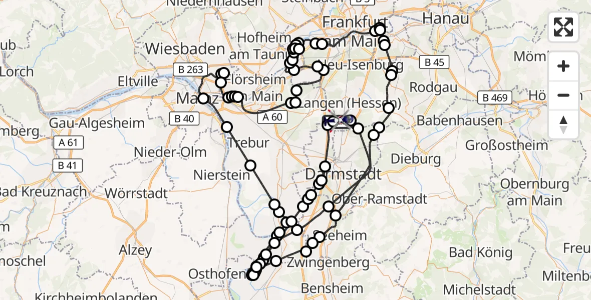 Flugroute Polizeihubschrauber Flughafen Frankfurt-Egelsbach - Flughafen Frankfurt-Egelsbach, 15 Juli 2026, 08:51