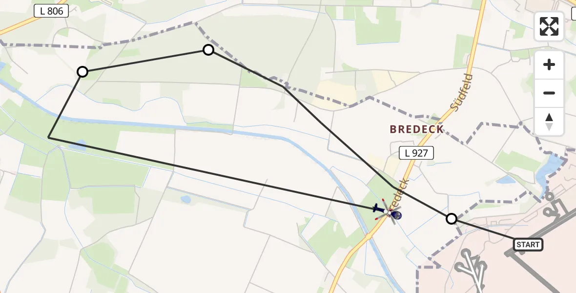 Flugroute Polizeihubschrauber Gütersloh - Herzebrock-Clarholz, 15 Juli 2026, 08:57