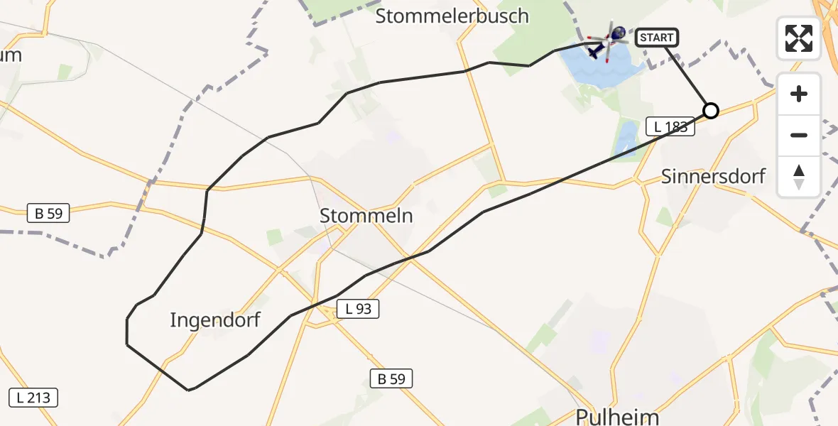 Flugroute Polizeihubschrauber Köln - Köln, 15 Juli 2026, 09:09