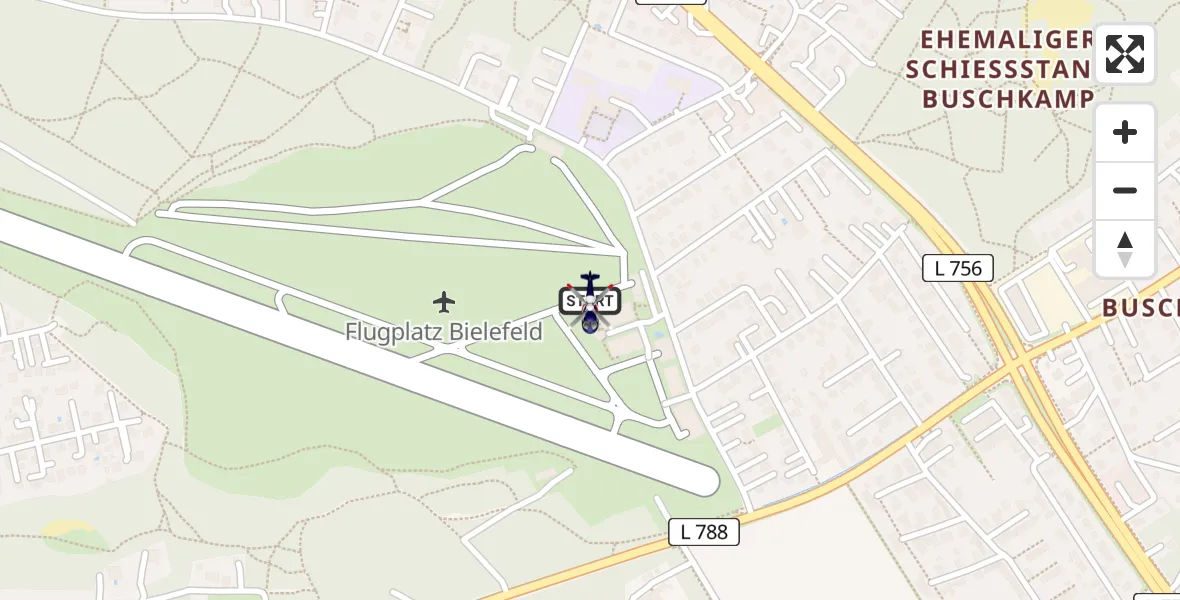 Flugroute Polizeihubschrauber Bielefeld Flughafen - Bielefeld Flughafen, 15 Juli 2026, 09:34