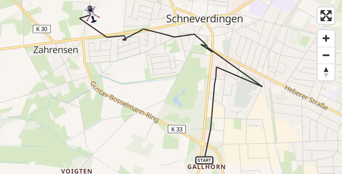 Flugroute Polizeihubschrauber Schneverdingen - Schneverdingen, 15 Juli 2026, 09:56