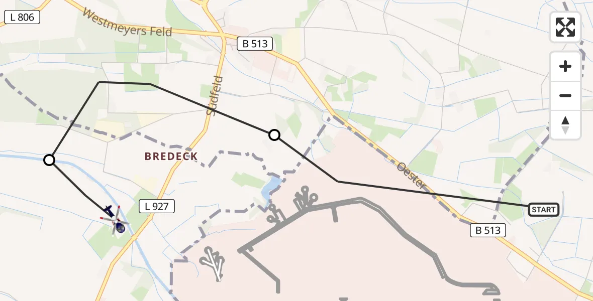 Flugroute Polizeihubschrauber Gütersloh - Herzebrock-Clarholz, 15 Juli 2026, 10:23