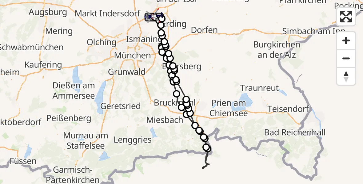 Flugroute Polizeihubschrauber München Flughafen - München Flughafen, 15 Juli 2026, 10:30