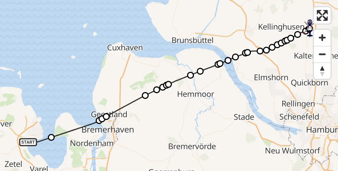 Flugroute Polizeihubschrauber Wilhelmshaven - Bad Bramstedt Hubschrauberlandeplatz, 15 Juli 2026, 10:48