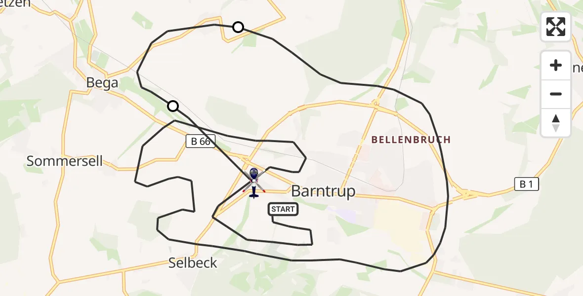 Flugroute Polizeihubschrauber Barntrup - Barntrup, 15 Juli 2026, 10:56