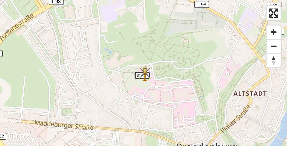 Flugroute Rettungshubschrauber Brandenburg an der Havel - Brandenburg an der Havel, 15 Juli 2026, 11:17