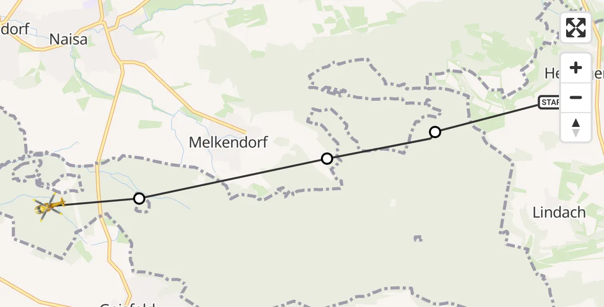 Flugroute Rettungshubschrauber Heiligenstadt i.OFr. - Geisberger Forst, 15 Juli 2026, 11:19