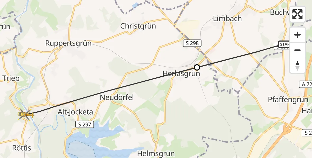 Flugroute Rettungshubschrauber Limbach - Pöhl, 15 Juli 2026, 11:32