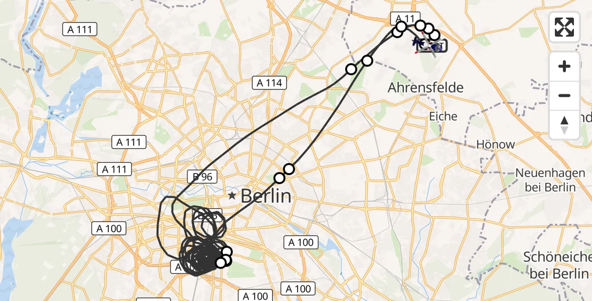 Flugroute Polizeihubschrauber Ahrensfelde Hubschrauberlandeplatz - Ahrensfelde Hubschrauberlandeplatz, 15 Juli 2026, 11:33