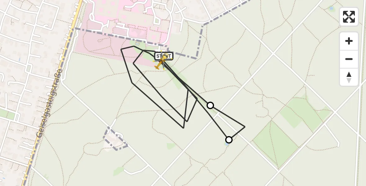 Flugroute Rettungshubschrauber ADAC Air Rescue Center Hubschrauberlandeplatz (Christoph 1) - ADAC Air Rescue Center Hubschrauberlandeplatz (Christoph 1), 15 Juli 2026, 11:52