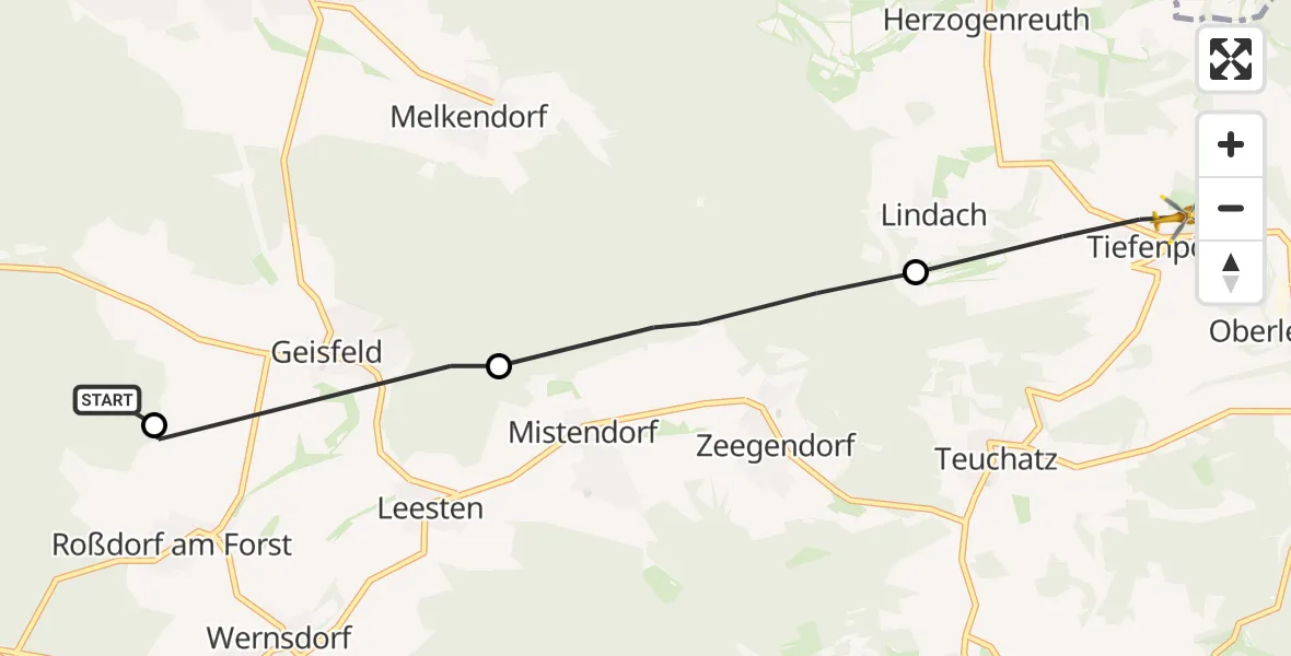 Flugroute Rettungshubschrauber Hauptsmoor - Heiligenstadt i.OFr., 15 Juli 2026, 11:56