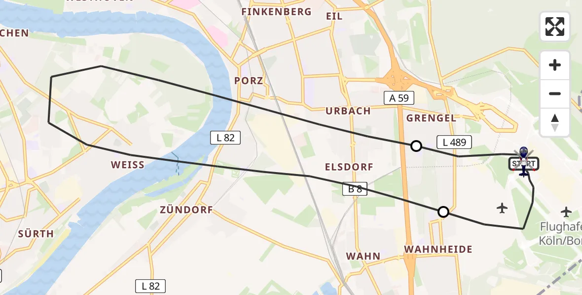 Flugroute Polizeihubschrauber Köln Bonn Flughafen - Köln Bonn Flughafen, 15 Juli 2026, 12:11