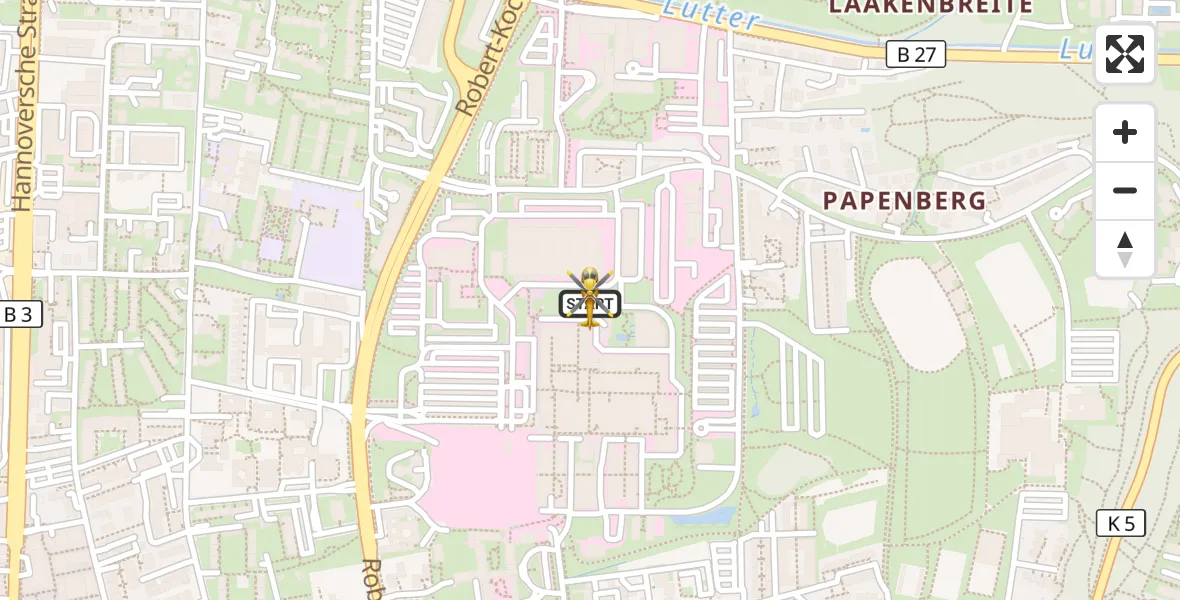 Flugroute Rettungshubschrauber Göttingen University Clinic Hubschrauberlandeplatz - Göttingen University Clinic Hubschrauberlandeplatz, 15 Juli 2026, 12:55