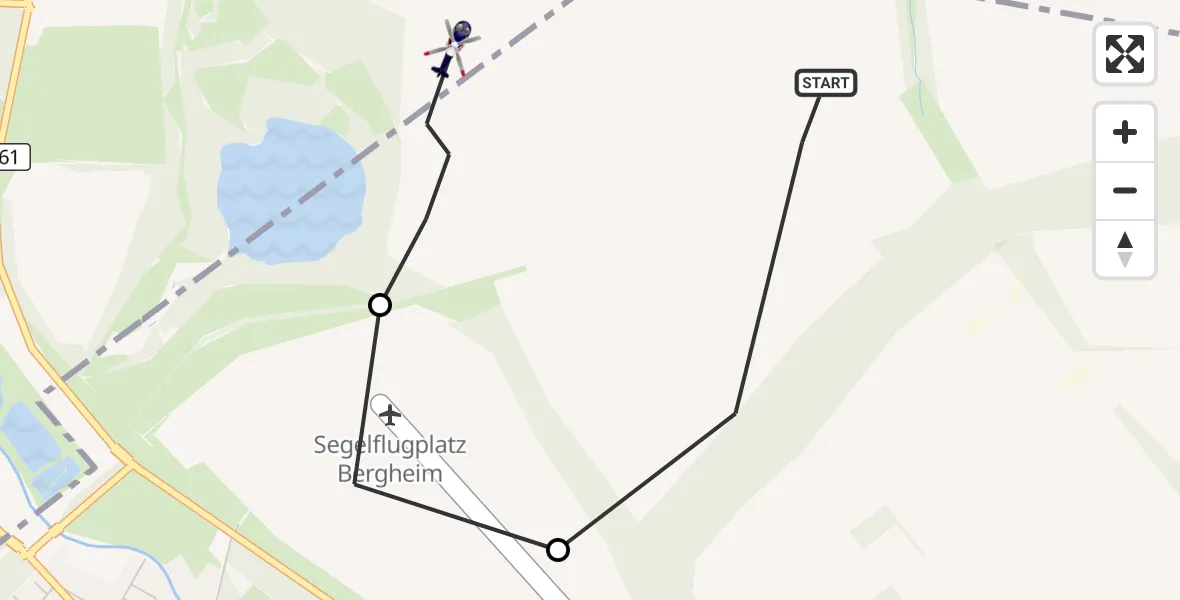 Flugroute Polizeihubschrauber Bergheim - Bedburg, 15 Juli 2026, 12:59