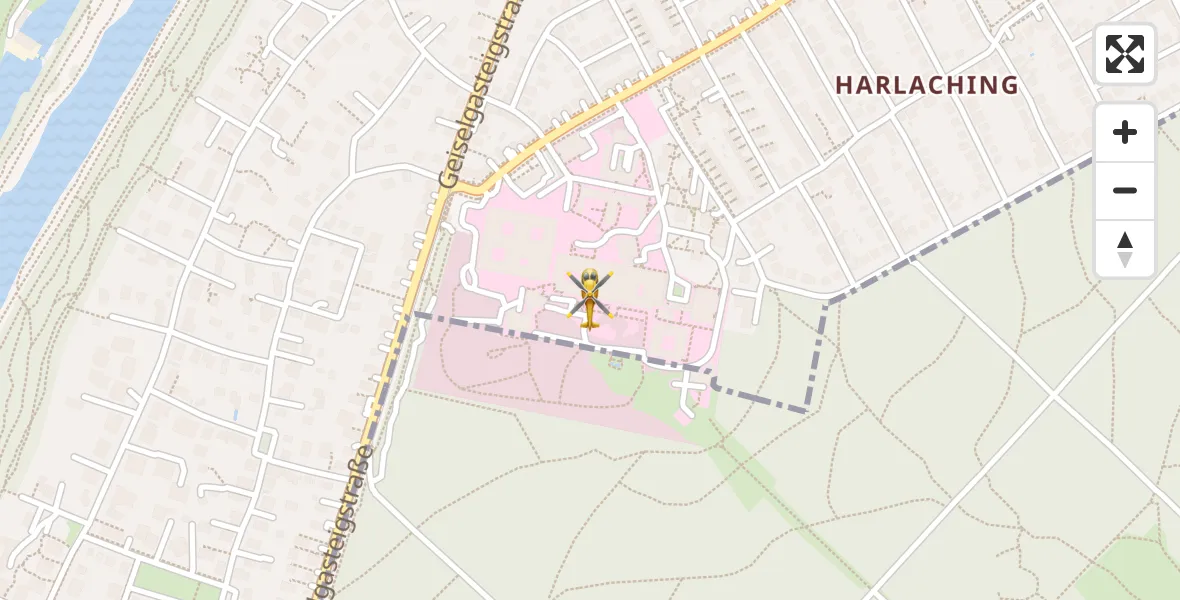 Flugroute Rettungshubschrauber ADAC Air Rescue Center Hubschrauberlandeplatz (Christoph 1) - ADAC Air Rescue Center Hubschrauberlandeplatz (Christoph 1), 15 Juli 2026, 13:23