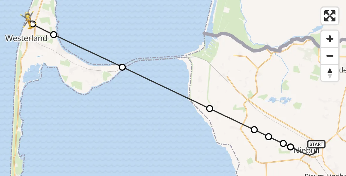 Flugroute Ambulanzhubschrauber Niebüll - Sylt, 15 Juli 2026, 14:25