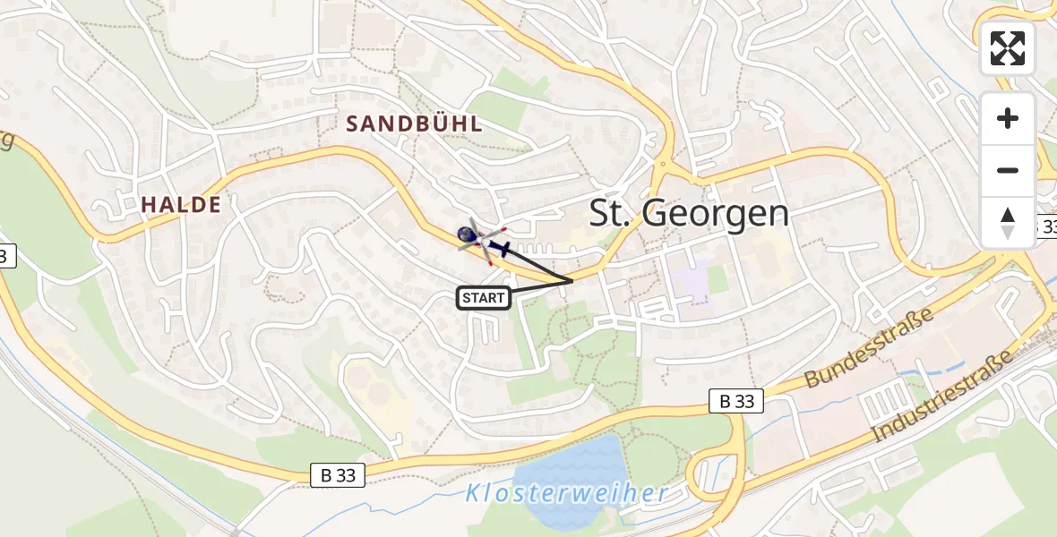 Flugroute Polizeihubschrauber St. Georgen im Schwarzwald - St. Georgen im Schwarzwald, 15 Juli 2026, 14:59
