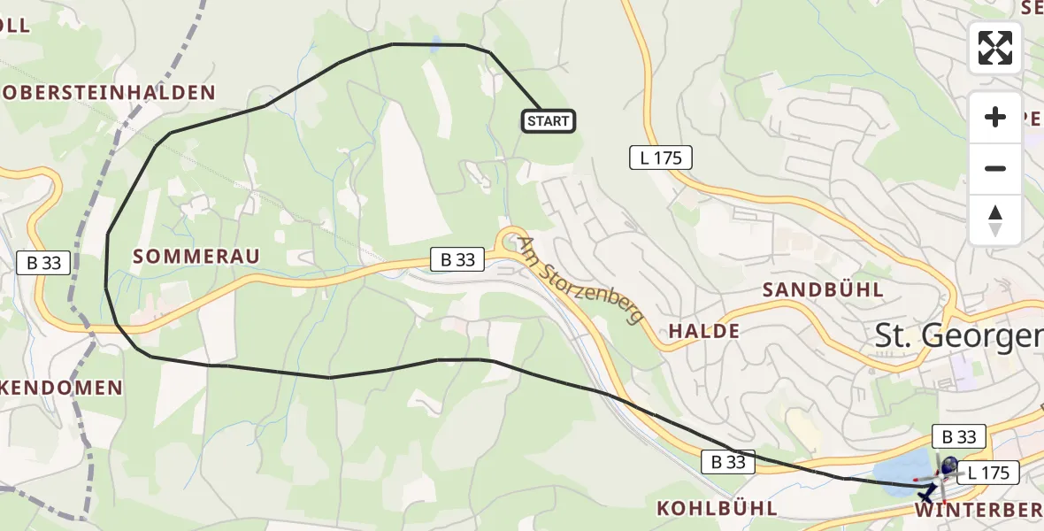 Flugroute Polizeihubschrauber St. Georgen im Schwarzwald - St. Georgen im Schwarzwald, 15 Juli 2026, 15:12
