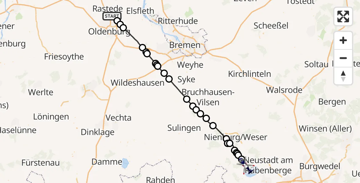 Flugroute Polizeihubschrauber Rastede - Neustadt am Rübenberge, 15 Juli 2026, 15:19