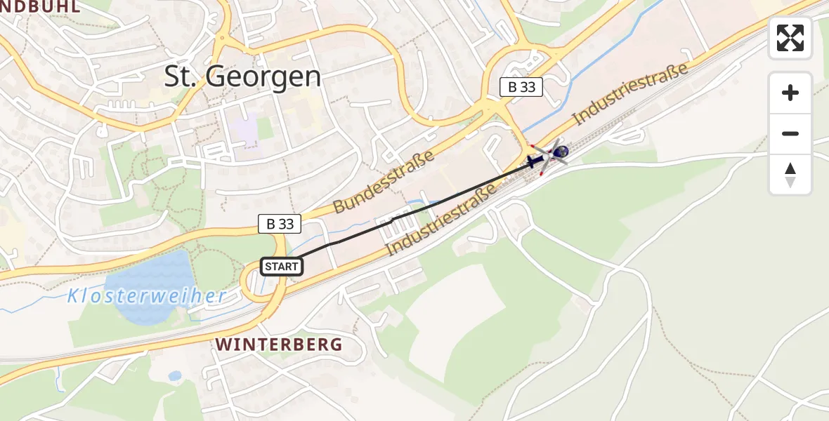 Flugroute Polizeihubschrauber St. Georgen im Schwarzwald - St. Georgen im Schwarzwald, 15 Juli 2026, 15:31