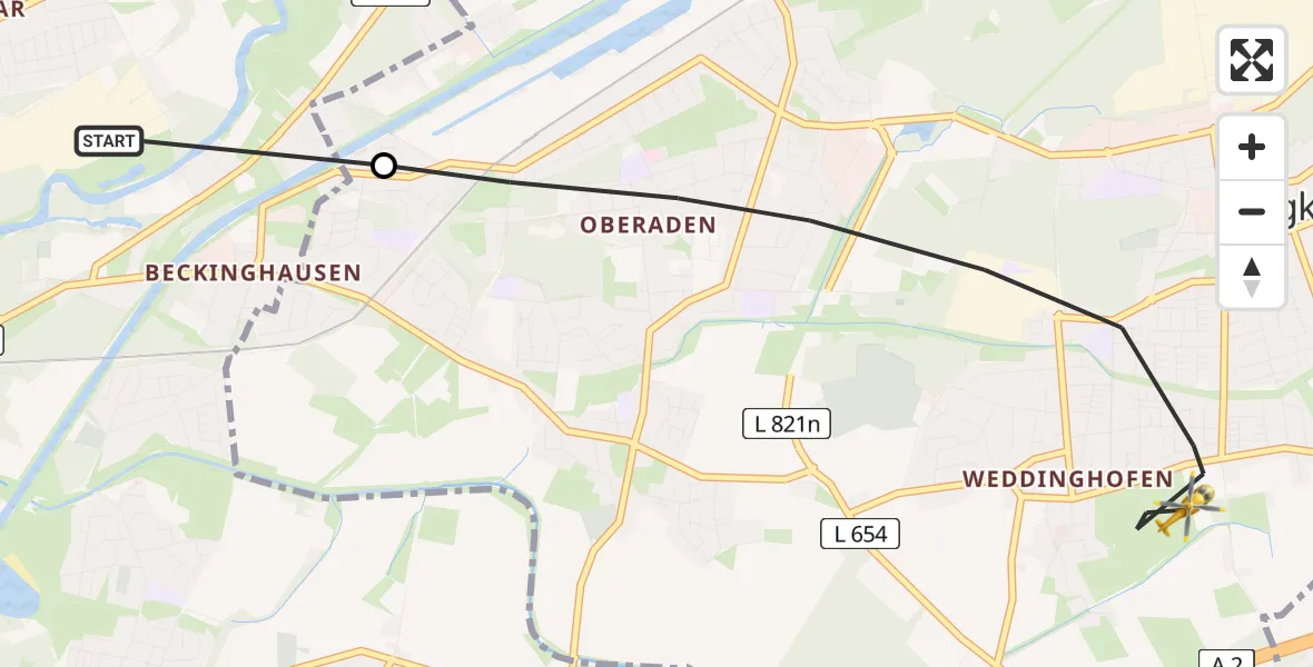 Flugroute Rettungshubschrauber Lünen - Bergkamen, 15 Juli 2026, 15:44