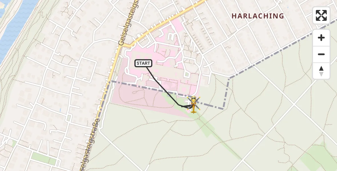 Flugroute Rettungshubschrauber ADAC Air Rescue Center Hubschrauberlandeplatz (Christoph 1) - ADAC Air Rescue Center Hubschrauberlandeplatz (Christoph 1), 15 Juli 2026, 15:54