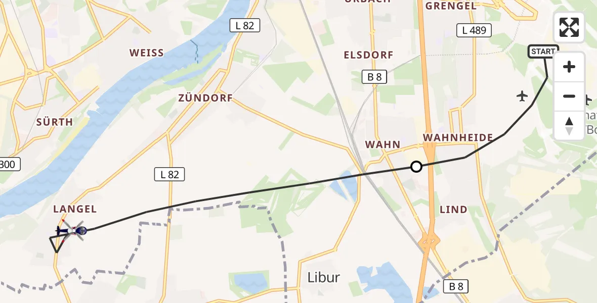 Flugroute Polizeihubschrauber Köln Bonn Flughafen - Köln, 15 Juli 2026, 16:03