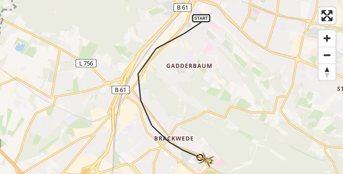 Flugroute Rettungshubschrauber Bielefeld - Luftrettungszentrum Bielefeld, 15 Juli 2026, 16:15