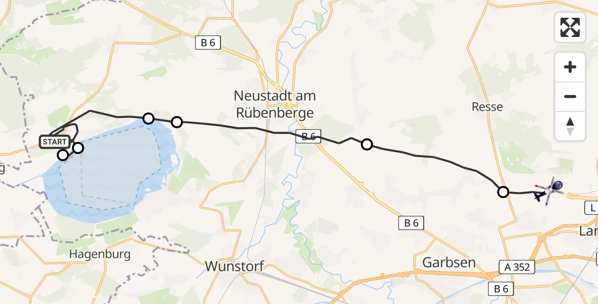 Flugroute Polizeihubschrauber Neustadt am Rübenberge - Flughafen Hannover, 15 Juli 2026, 16:37