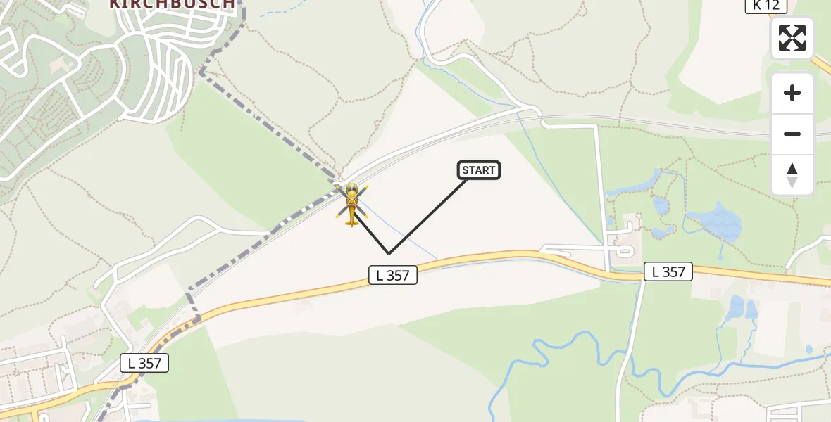 Flugroute Rettungshubschrauber Erkrath - Erkrath, 15 Juli 2026, 16:50