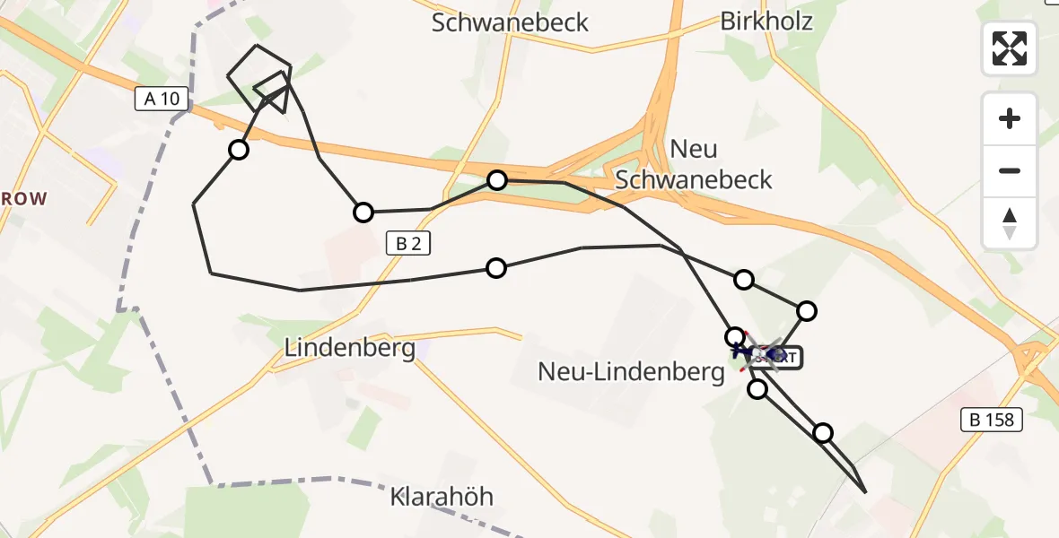 Flugroute Polizeihubschrauber Ahrensfelde Hubschrauberlandeplatz - Ahrensfelde Hubschrauberlandeplatz, 15 Juli 2026, 18:57