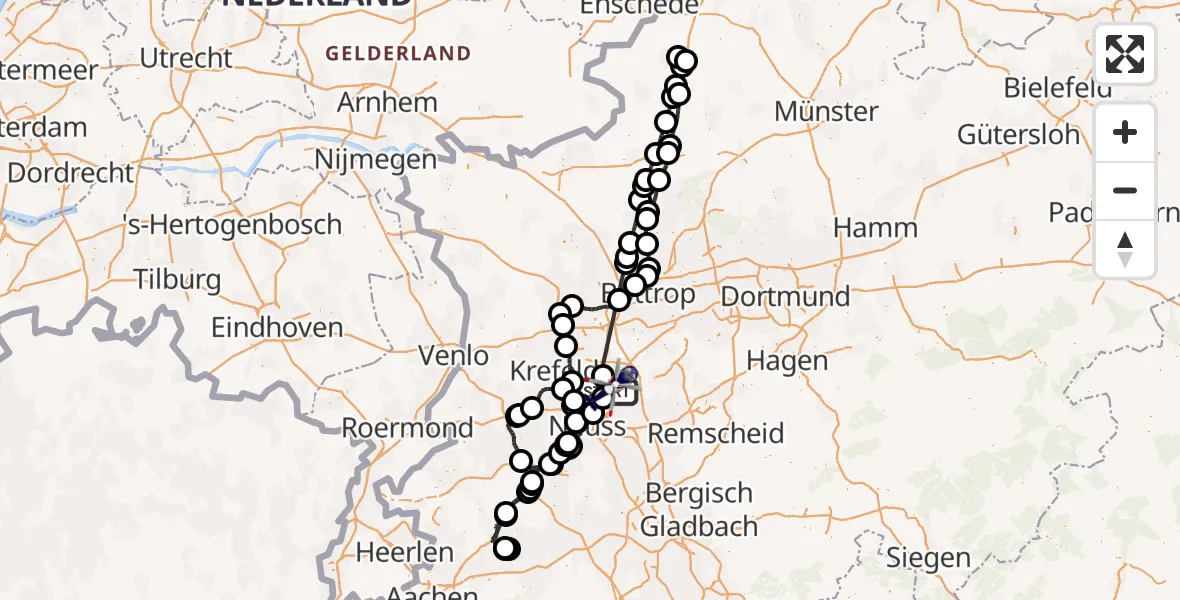 Flugroute Polizeihubschrauber Düsseldorf Flughafen - Düsseldorf Flughafen, 15 Juli 2026, 19:06